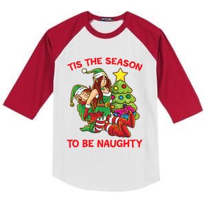 Tis The Season To Be Naughty Humping Love Couple Meaningful Gift Kids Colorblock Raglan Jersey