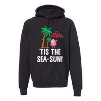 Tis the SeaSun Tropical Christmas Season Santa Flamingo Fan Premium Hoodie