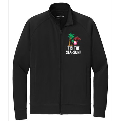 Tis the SeaSun Tropical Christmas Season Santa Flamingo Fan Stretch Full-Zip Cadet Jacket