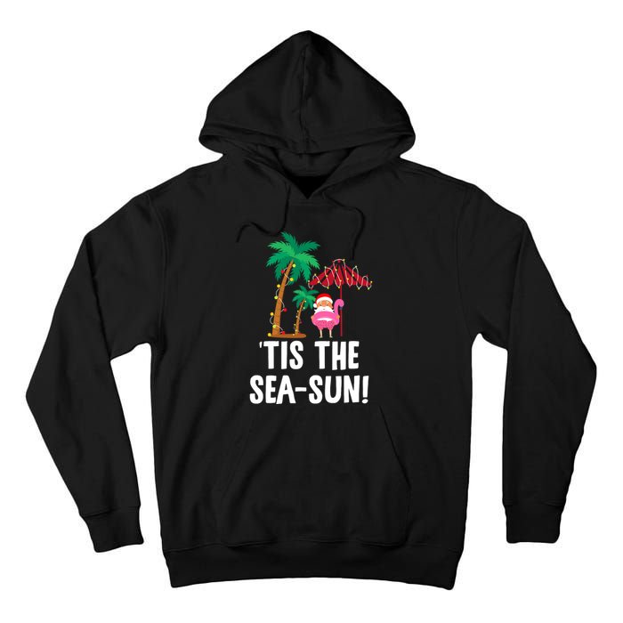 Tis the SeaSun Tropical Christmas Season Santa Flamingo Fan Tall Hoodie