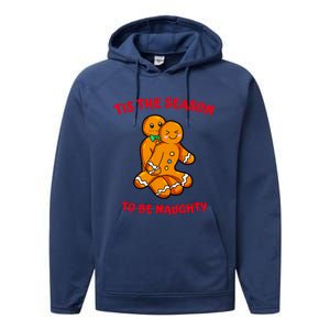 Tis The Season To Be Naughty Gingerbread Couple Christmas Performance Fleece Hoodie