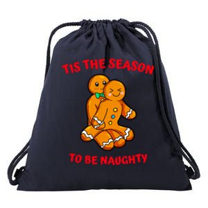 Tis The Season To Be Naughty Gingerbread Couple Christmas Drawstring Bag