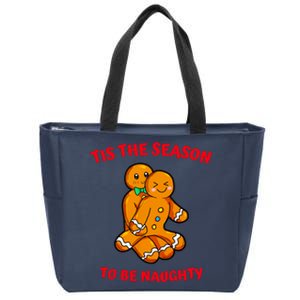 Tis The Season To Be Naughty Gingerbread Couple Christmas Zip Tote Bag