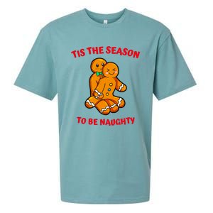 Tis The Season To Be Naughty Gingerbread Couple Christmas Sueded Cloud Jersey T-Shirt