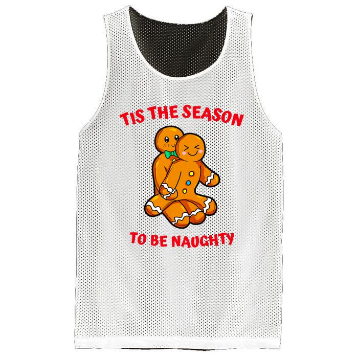 Tis The Season To Be Naughty Gingerbread Couple Christmas Mesh Reversible Basketball Jersey Tank