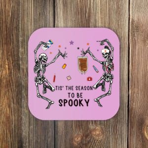 Tis The Season To Be Spooky Skeleton Nurse Halloween Cute Gift Coaster