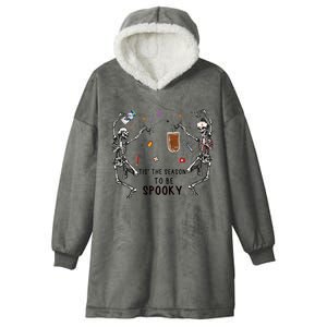 Tis The Season To Be Spooky Skeleton Nurse Halloween Cute Gift Hooded Wearable Blanket