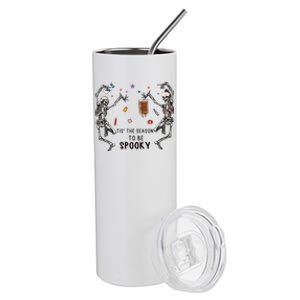 Tis The Season To Be Spooky Skeleton Nurse Halloween Cute Gift Stainless Steel Tumbler