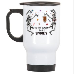 Tis The Season To Be Spooky Skeleton Nurse Halloween Cute Gift Stainless Steel Travel Mug