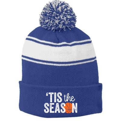 Tis The Season Basketball Player Gift Stripe Pom Pom Beanie