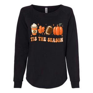 Tis The Season Pumpkin Leaf Latte Fall Thanksgiving Football Womens California Wash Sweatshirt