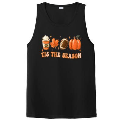 Tis The Season Pumpkin Leaf Latte Fall Thanksgiving Football PosiCharge Competitor Tank