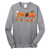 Tis The Season Pumpkin Leaf Latte Fall Thanksgiving Football Long Sleeve Shirt