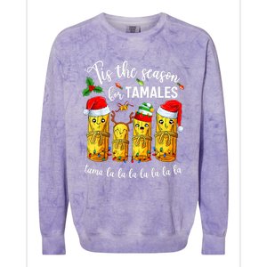 Tis The Santa Hat Season For Tamales Tama Lalalalalalalall Colorblast Crewneck Sweatshirt