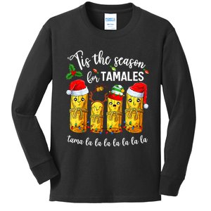 Tis The Santa Hat Season For Tamales Tama Lalalalalalalall Kids Long Sleeve Shirt