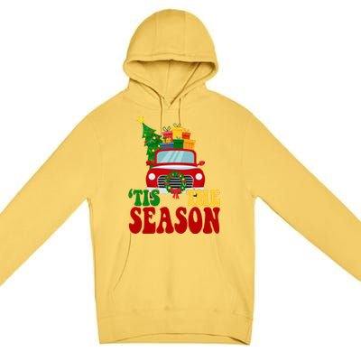 Tis The Season Jolly Christmas Truck Premium Pullover Hoodie