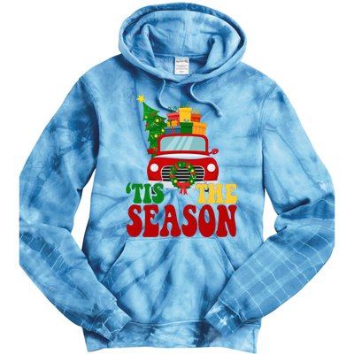 Tis The Season Jolly Christmas Truck Tie Dye Hoodie