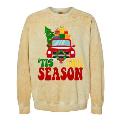 Tis The Season Jolly Christmas Truck Colorblast Crewneck Sweatshirt