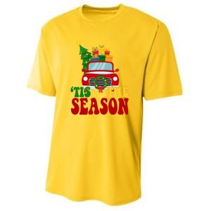 Tis The Season Jolly Christmas Truck Youth Performance Sprint T-Shirt