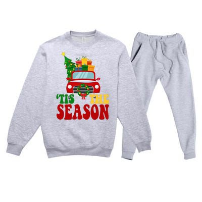 Tis The Season Jolly Christmas Truck Premium Crewneck Sweatsuit Set