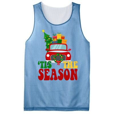 Tis The Season Jolly Christmas Truck Mesh Reversible Basketball Jersey Tank