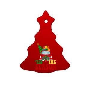 Tis The Season Jolly Christmas Truck Ceramic Tree Ornament