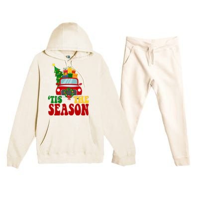 Tis The Season Jolly Christmas Truck Premium Hooded Sweatsuit Set