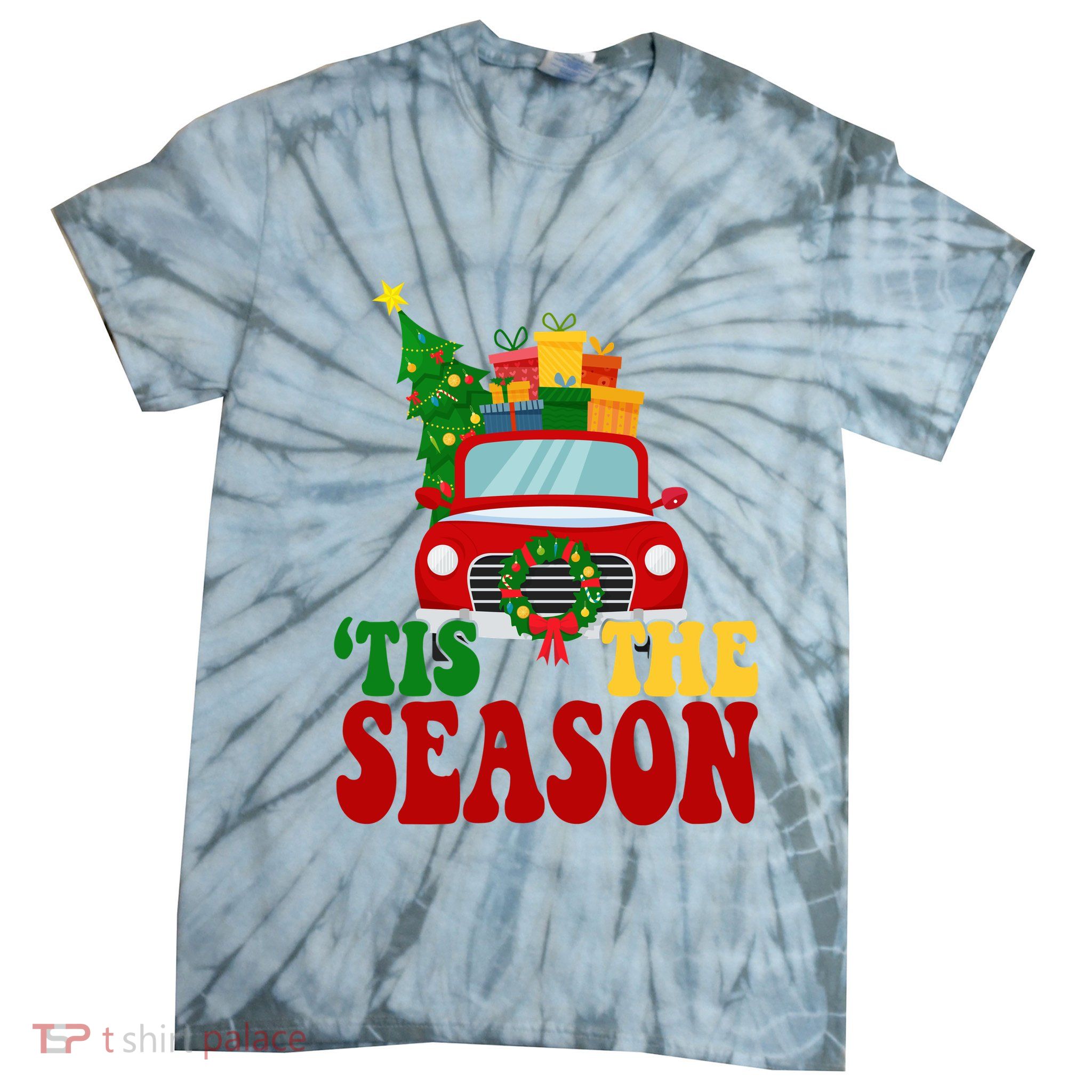 Tis The Season Jolly Christmas Truck Tie-Dye T-Shirt