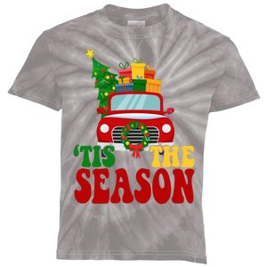 Tis The Season Jolly Christmas Truck Kids Tie-Dye T-Shirt