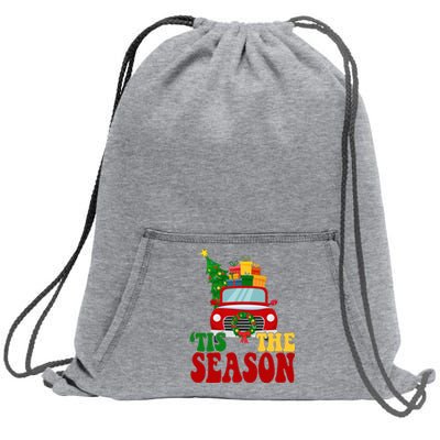 Tis The Season Jolly Christmas Truck Sweatshirt Cinch Pack Bag