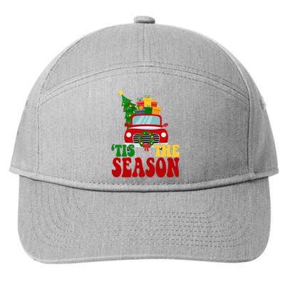 Tis The Season Jolly Christmas Truck 7-Panel Snapback Hat