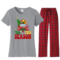 Tis The Season Jolly Christmas Truck Women's Flannel Pajama Set