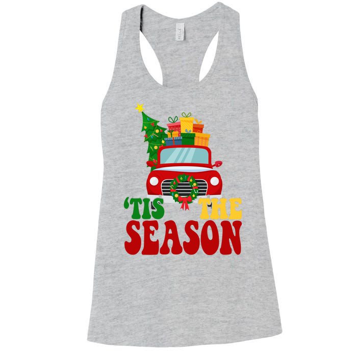 Tis The Season Jolly Christmas Truck Women's Racerback Tank