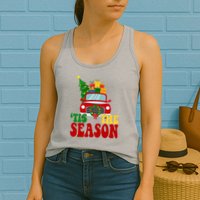 Tis The Season Jolly Christmas Truck Womens Tank Top