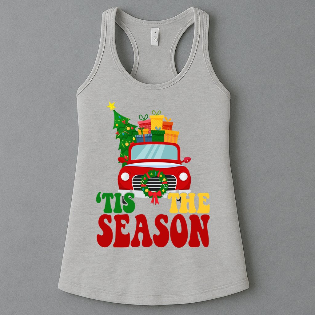 Tis The Season Jolly Christmas Truck Womens Tank Top