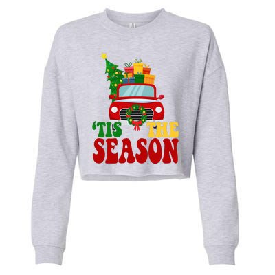 Tis The Season Jolly Christmas Truck Cropped Pullover Crew