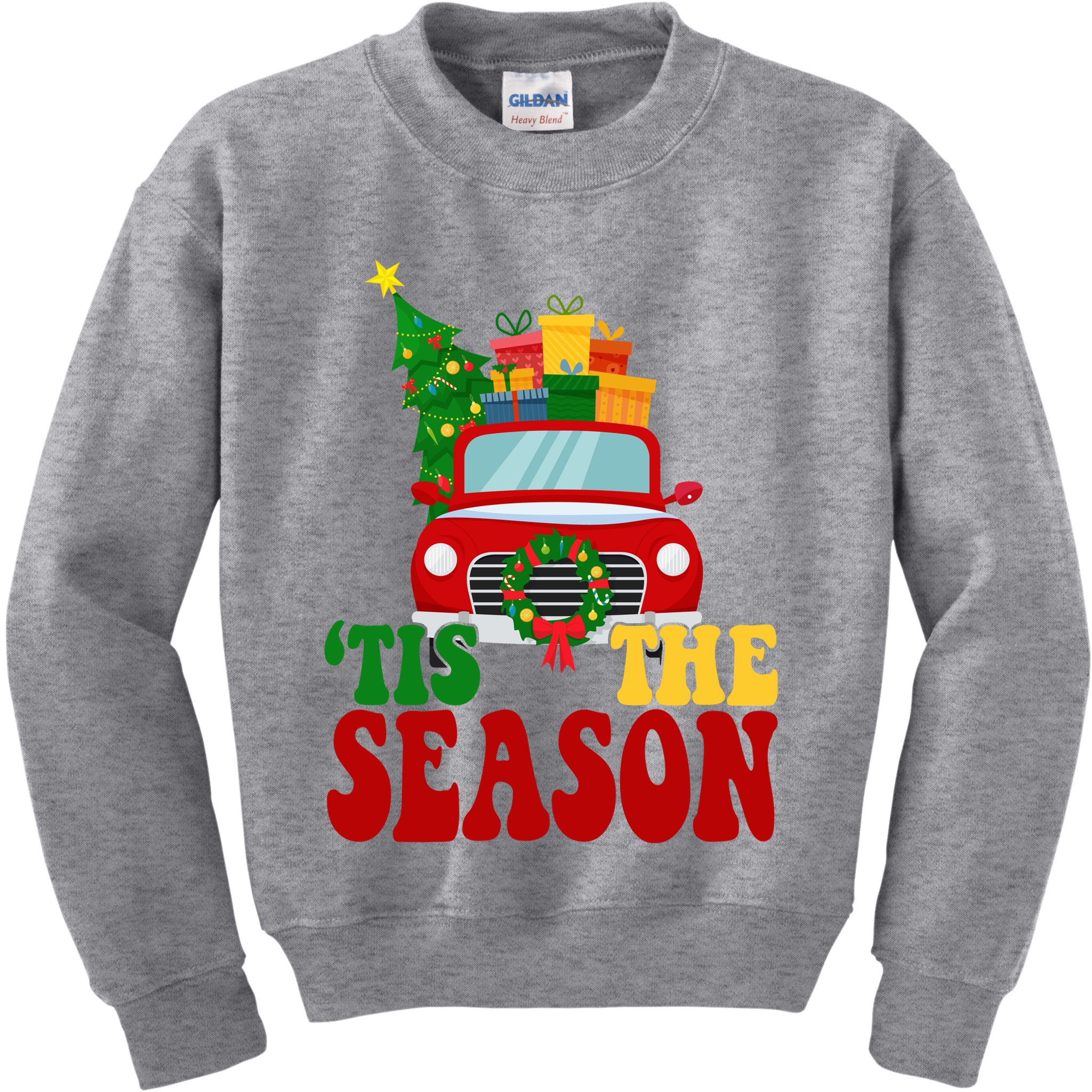 Tis The Season Jolly Christmas Truck Kids Sweatshirt
