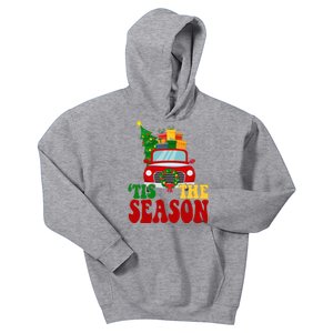 Tis The Season Jolly Christmas Truck Kids Hoodie