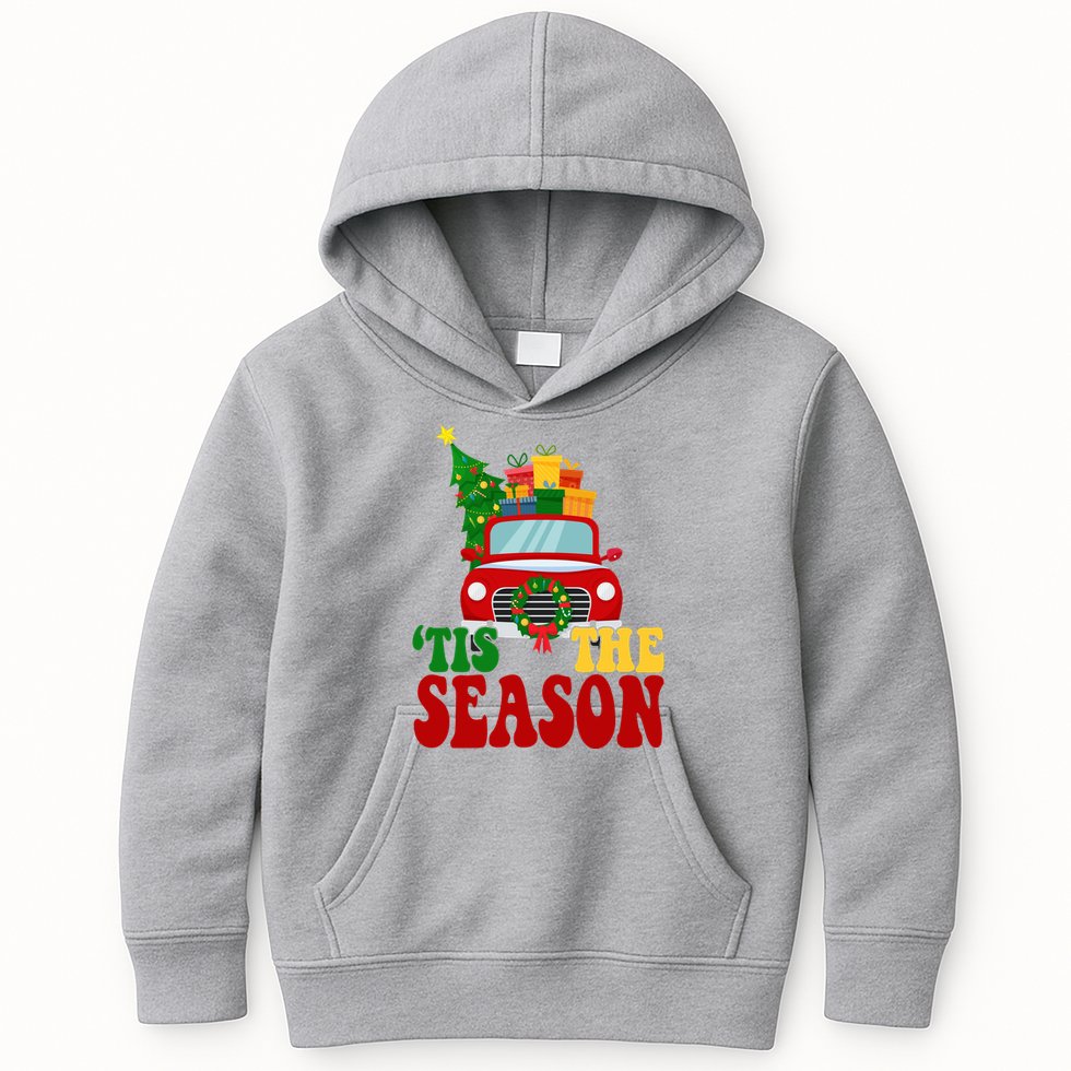 Tis The Season Jolly Christmas Truck Kids Hoodie