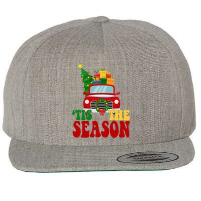 Tis The Season Jolly Christmas Truck Wool Snapback Cap