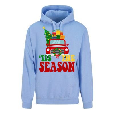 Tis The Season Jolly Christmas Truck Unisex Surf Hoodie