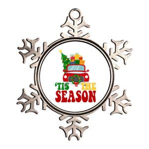 Tis The Season Jolly Christmas Truck Metallic Star Ornament