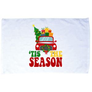 Tis The Season Jolly Christmas Truck Microfiber Hand Towel