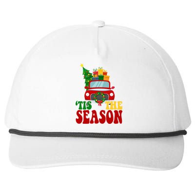 Tis The Season Jolly Christmas Truck Snapback Five-Panel Rope Hat