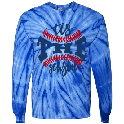 Tis The Season Baseball Softball Lovers Gift Tie-Dye Long Sleeve Shirt