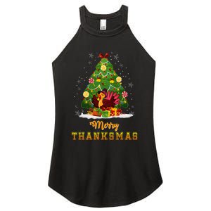 Turkey Tree Santa Merry Thanksmas Christmas Thanksgiving Women's Perfect Tri Rocker Tank