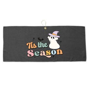 Tis The Season Funny Halloween Groovy Cute Ghost Large Microfiber Waffle Golf Towel