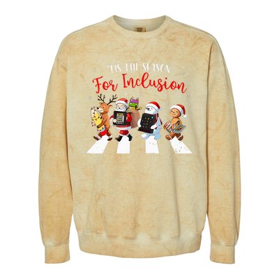 Tis The Season For Inclusion Xmas Ot Pt Slp Therapy Holiday Colorblast Crewneck Sweatshirt