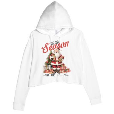 Tis The Season To Be Jolly | Vintage Santa Claus Crop Fleece Hoodie