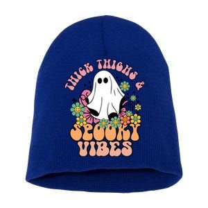 Thick Thighs Spooky Vibe Groovy Witchy Halloween Costume Cute Gift Short Acrylic Beanie